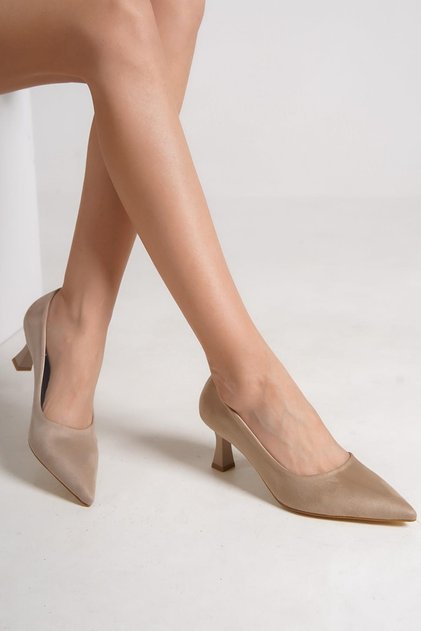 Ten Süet Stiletto Kısa Kadeh Topuklu Kadın Ayakkabı - Kandy