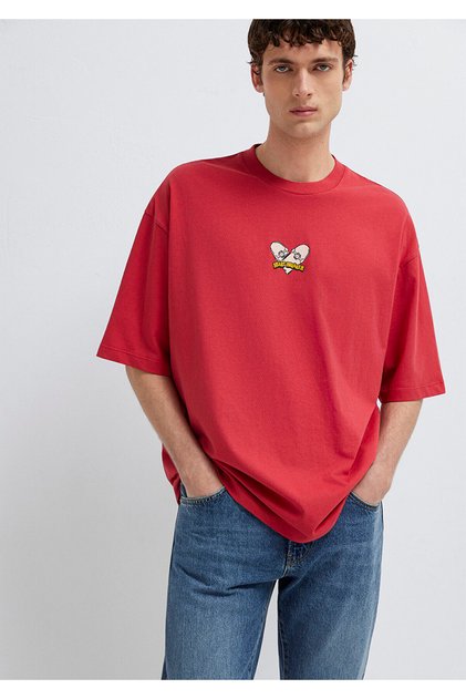 Heart Breaker Printed Red T-Shirt Oversize / Wide Cut 0613647-70428