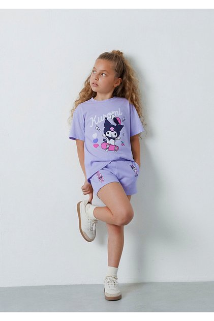 Kuromi Printed Purple T-Shirt Loose Fit / Comfortable Loose Cut 7610457-70523