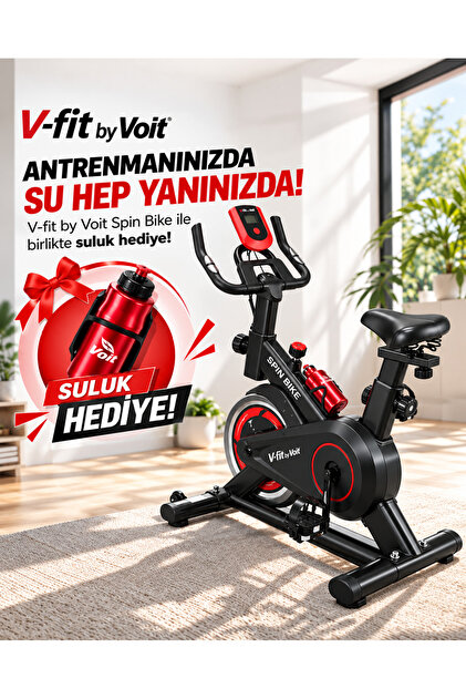 V-Fit by DB100 Pro Spin Bike Kondisyon Bisikleti Nabız Ölçerli, Direnci Ayarlanabilir Suluk Hediyeli