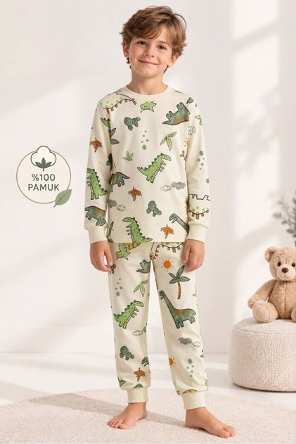 Boys' 100% Cotton Dinosaur Tree Pajama Set