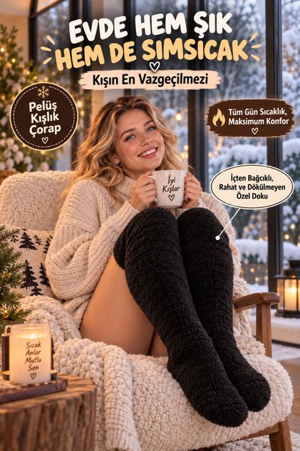 Pelüş Uzun Yünlü Çorap,welsoft Çorap,diz Üstü Çorap,bacak Isıtıcı,peluş Çorap,panduf Çorap