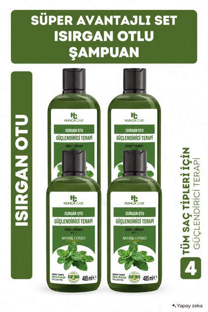 Nettle Shampoo, Anti-Hair Loss, 485 Ml, Set of 4