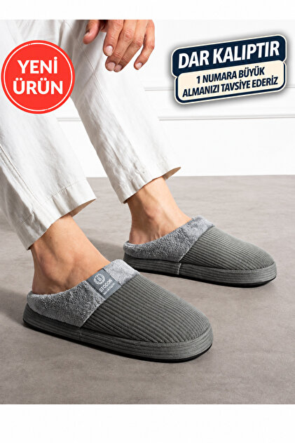 Men's Corduroy Fabric Comfortable Fur Inside Soft Sole House Slippers Dowry Slippers Stc1125