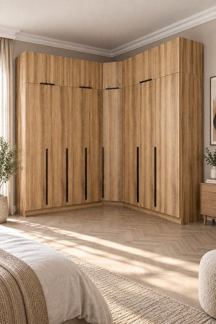 Kaleplus210 8 Kapaklı 4 Çekmeceli Köşe Dolap + Yüklük Doredore Dore Plus