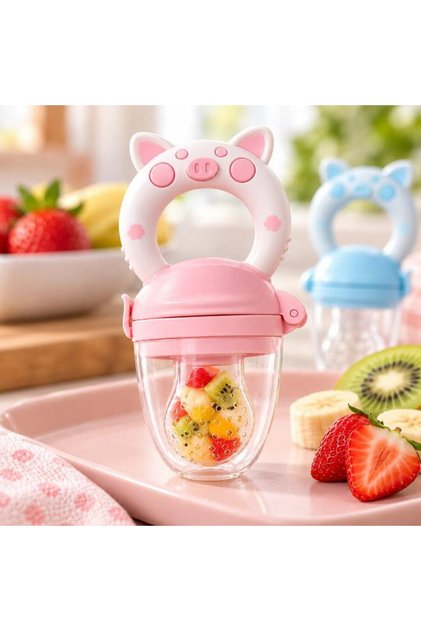 Recipient hranire bebelus, mini suzeta silicon diversificare alimente, 3 - 6 luni, Empria, Roz