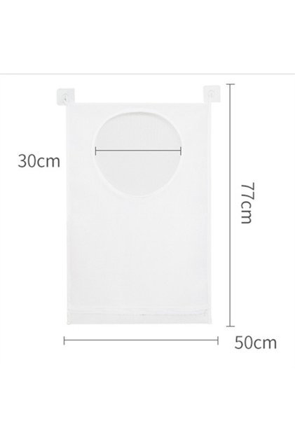 WHITE Dirty Clothes Storage Bag Basket Frame Bucket Foldable Mesh Laundry Bathroom Wall Hanging Hous