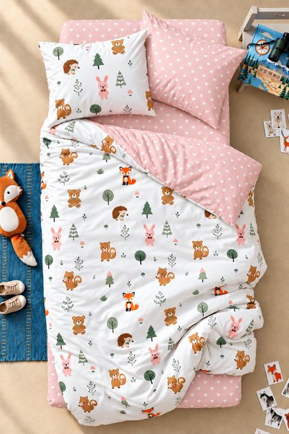Pretty Animals 100% Cotton Ranforce Single Child Duvet Cover Set