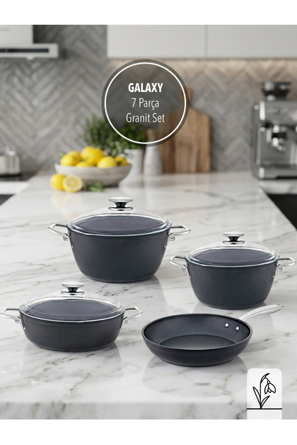 7 Piece Granite Galaxy Cookware Set | Fireproof&Non-Stick | 4 mm Thickness |