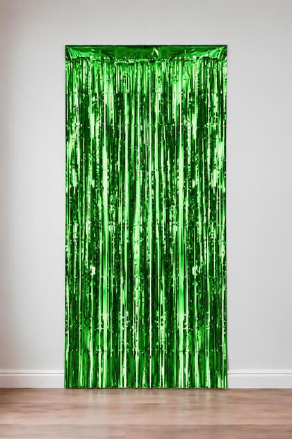 Metalize Arka Fon Kapı Perdesi Yeşil 100x200 cm