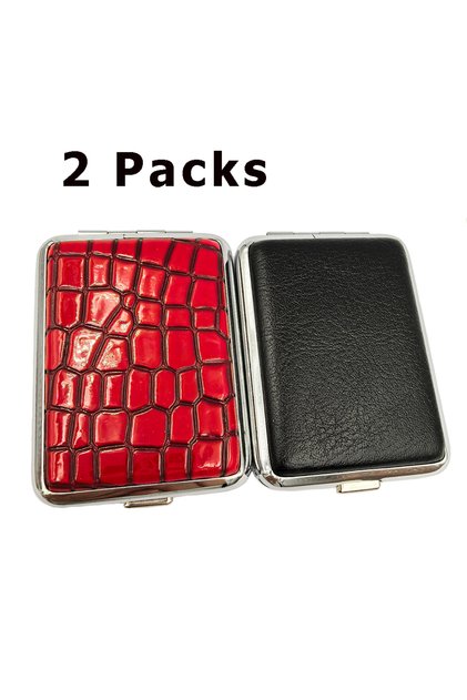 2packs Black Red Metal Match Box Case with Sticker Place Reusable One Button Outdoor Camping Portab