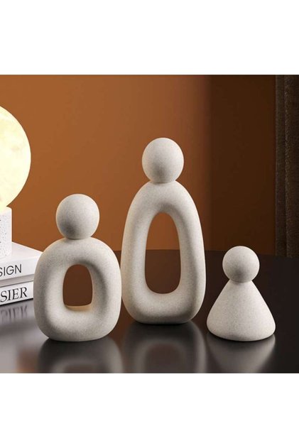 Milky white Simple Family Statue Modern Style Home Decor Hollow Sculpture Nordic Living Room Ornamen