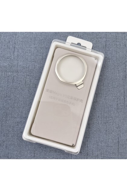 For Honro magic V5 Khaki Luxury Original Honor Magic V5 PU Leather Bracket Case Shockproof Back Cove