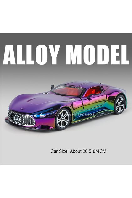 c2472 Purple 1:24 Alloy Diecasting Vision GT Toys Cars Miniature Models Wheel Pull Back Sports Car w