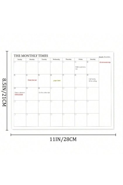 WHITE A4 Monthly Planner Undated Calendar Organizer, Large Grid Layout, Blank Monthly Overview Pages