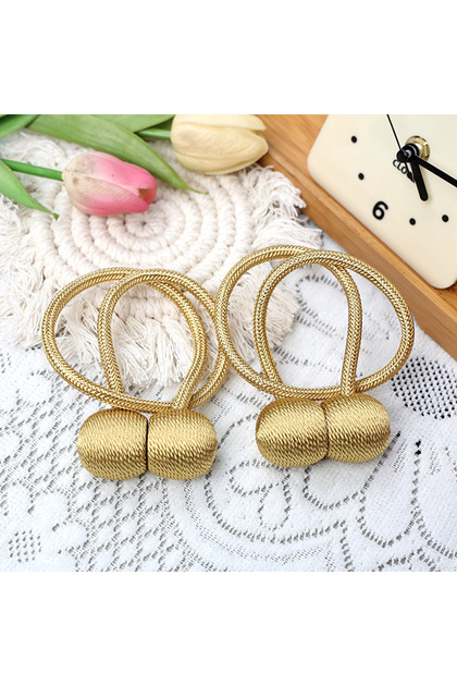 Gold 2pcs/pair Magnetic Curtain Tiebacks Earphone Design Curtain Holdbacks Living Room Bathroom Show