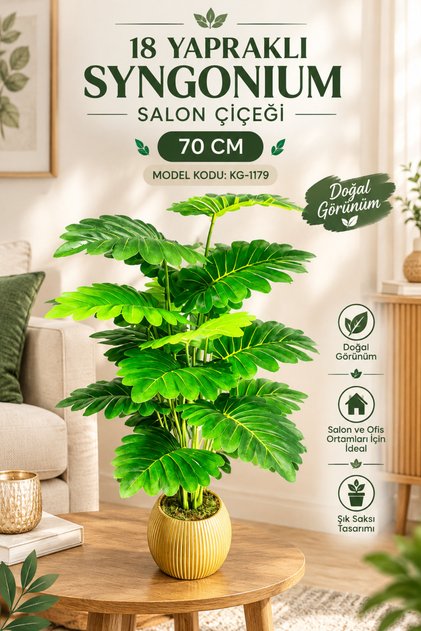 Yapay Salon Çiçeği Syngonium 18 Dallı 70 Cm