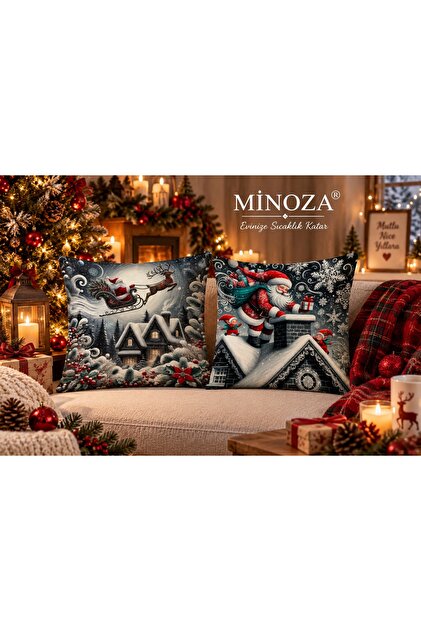 Digital Printed Christmas Patterned Decorative Throw Pillow Cover Set of 2