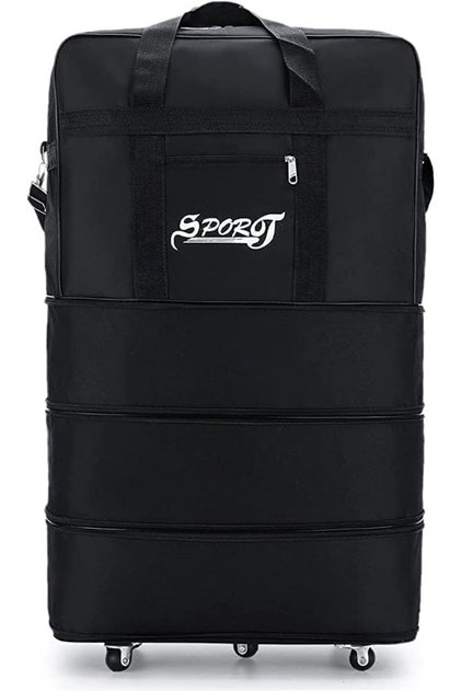 Waterproof Foldable Wheeled Travel Bag with 30 kg Load Capacity Wheels, Zipper Duffle