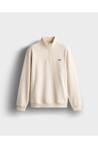 Zippered Beige Men's Sweatshirt 6Wm1010