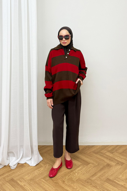 Çizgili Triko Kazak 87-25750