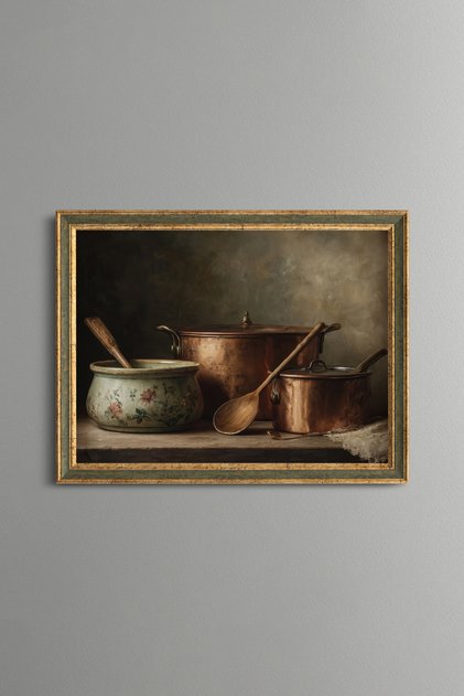 Copper Pots and Wooden Spoons - Vintage Patterned Tableware - Fine Model
