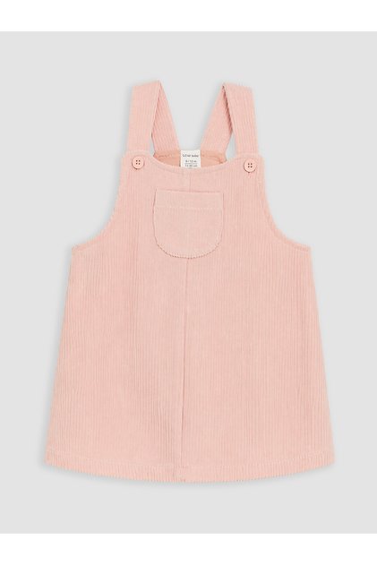 Pink Baby Girl Velvet Salopet Dress