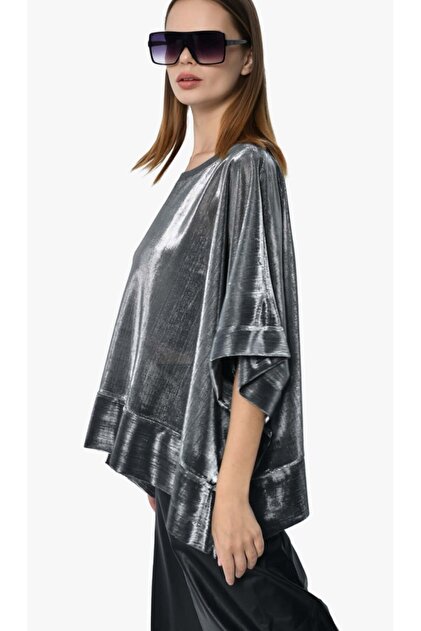 Dq226019 oversize bluz metal renk