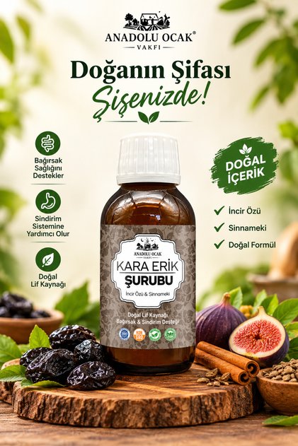 Anadolu Ocak Vakfı Bitkisel İçerikli Doğal Kara Erik Şurubu 50 ml