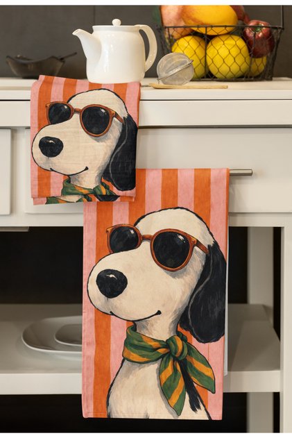 (Set of 2) Patterned Kitchen Towels 30×50 cm Microfiber Towels