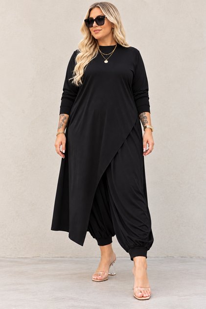 Plus Size Draped Asymmetrical Set