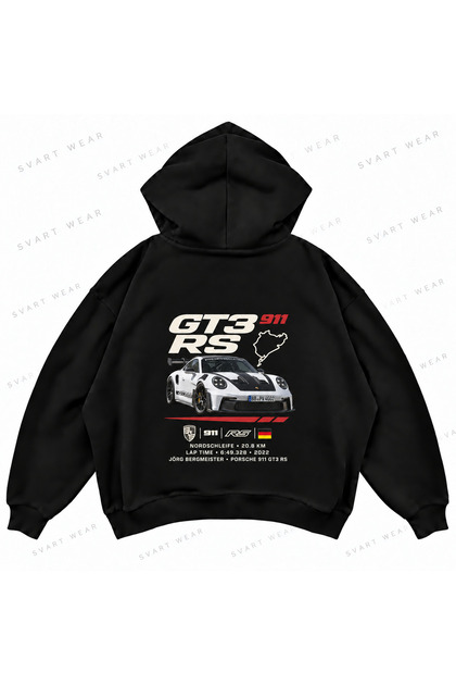 Porsche 911 Gt3 Rs Front and Back Printed Oversize Boxy Hoodie