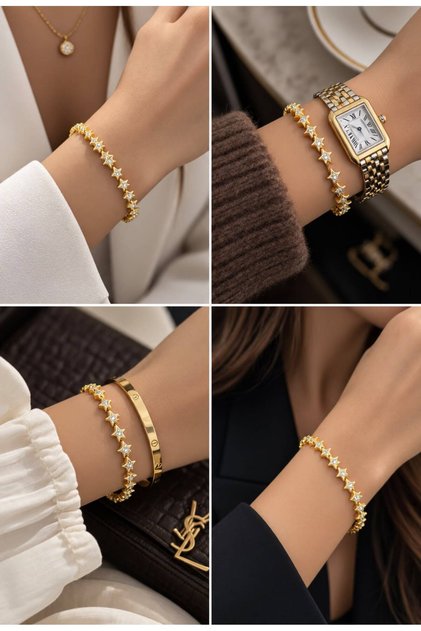 Kadın 14K Xuping Zirkon Taşlı Yıldız Model Bileklik