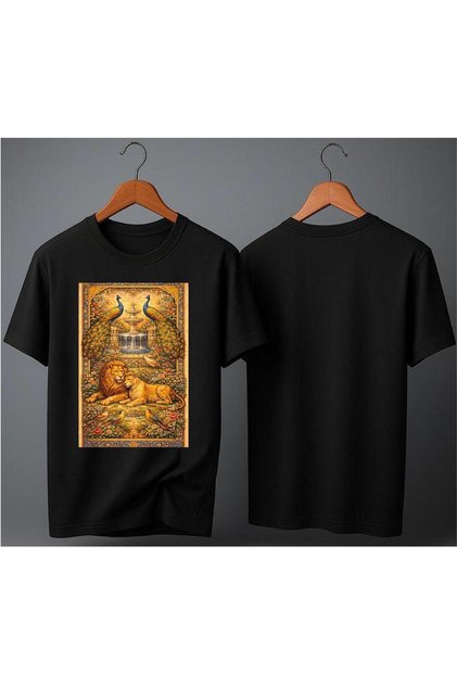 Lion Designed Ethnic Printed T-Shirt