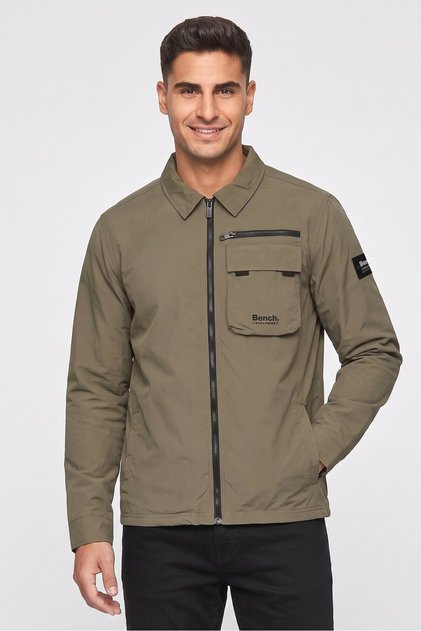 Men Brand Logo Windbreaker Jacket, Olive