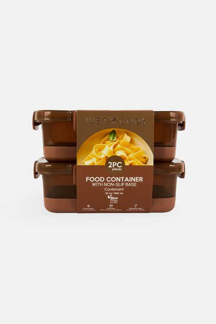 2 Pieces Food Container With Non Slip Base, Brown