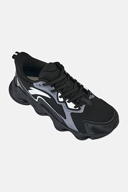 Men Lace Up Running Shoes, Black