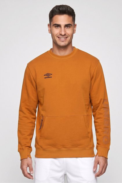 Men Sportswear Fit Long Sleeve Outdoor Sweatshirt, Dark Mustard