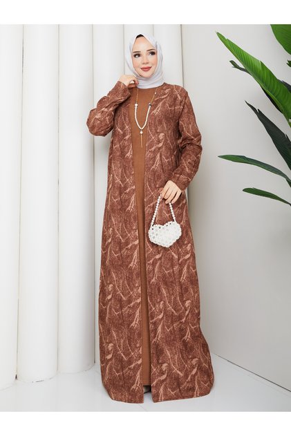 Plus Size Patterned Knitted Fabric Dress