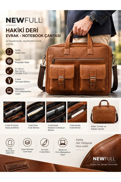 Genuine Leather Shoulder and Hand Carry, Notebook (Laptop) Bag