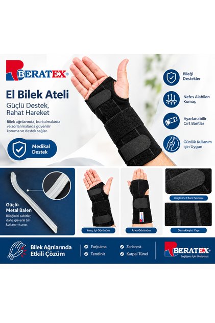 Çift Yönlü Neopren El Bilek Ateli - El Çatlağı - El Kırığı - El Ağrısı - Karpel Tünel Sendromu Ortopedi Bileklik