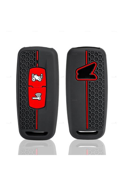 Honda Compatible Pcx, Forza, Xadv Stripe Patterned Silicone Key Case Cover (Red)