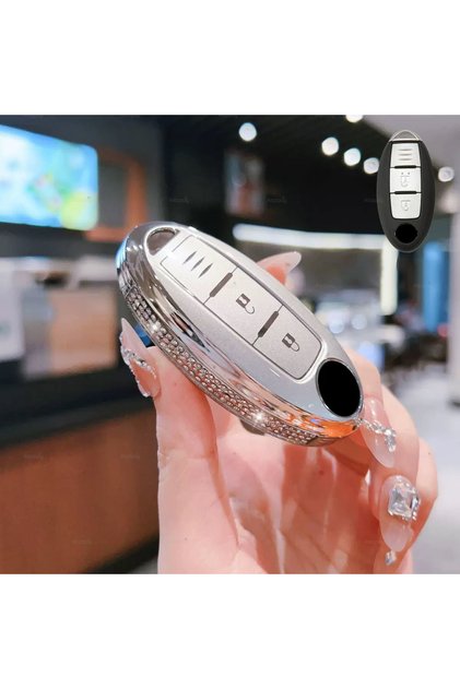 Nissan Compatible Juke, Qashqai, X-Trail, Micra, Pulsar, Note, Tiida, Altima, Stone Edge Tpu Key Case Cover (White)