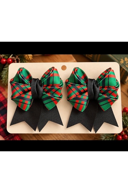 Plaid Bow Hair Clip