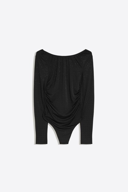 Uzun kollu, sırtı açık, ışıltılı body