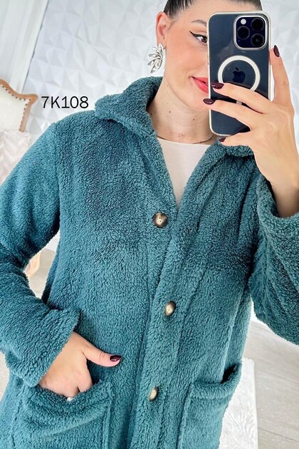 Buttoned Plush Cardigan 7K108