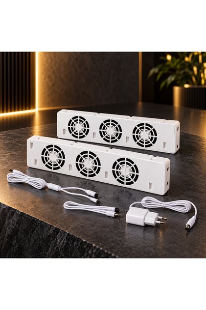 Set 2 ventilatoare pentru calorifer 5 W, montaj magnetic, distributie uniforma a caldurii