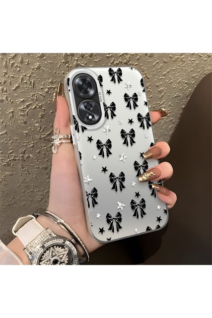 Oppo A60 Compatible Stylish Black Bow Full Print Case, Non-Slip Edge, Anti-Fingerprint