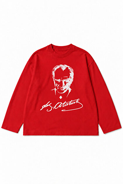 Unisex Kids Oversize Ataturk Printed Long Sleeve T-Shirt 29 October 23 April