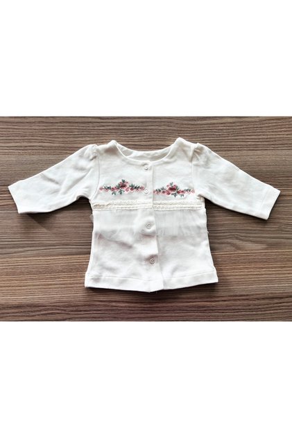 100% Cotton White Color Embroidered Combed Cotton 0-3 Months Baby Girl Jacket/Cardigan/Top Clothing Bodysuit/Leotard